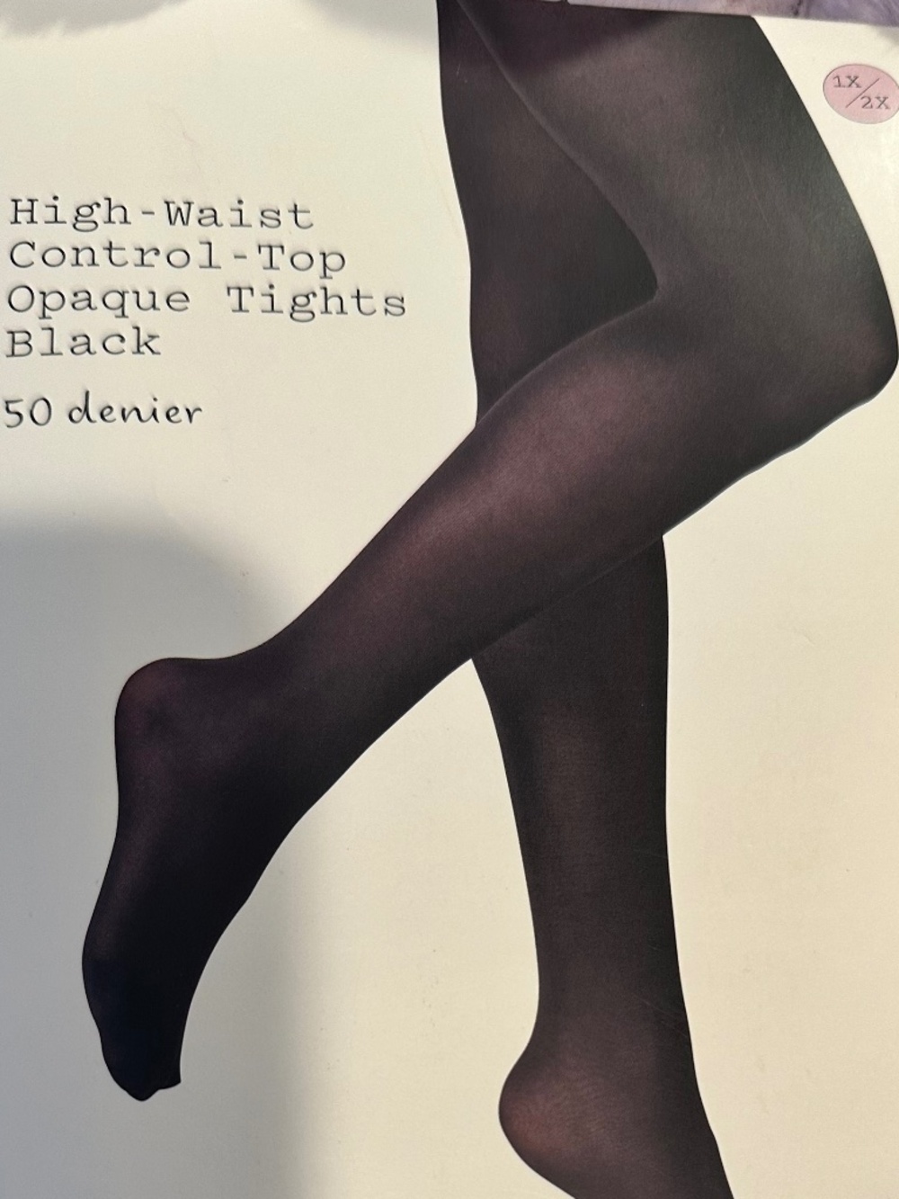 TARGET 1X 2X Tights High Waist Control Top Opaque Tights Black 1X/2X 50 denier